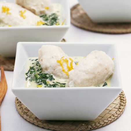 Fischklößchen in Spinatsahne Fischklößchen in Spinatsahne