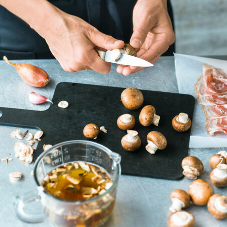 Girandole ai funghi con pancetta Girandole ai funghi con pancetta