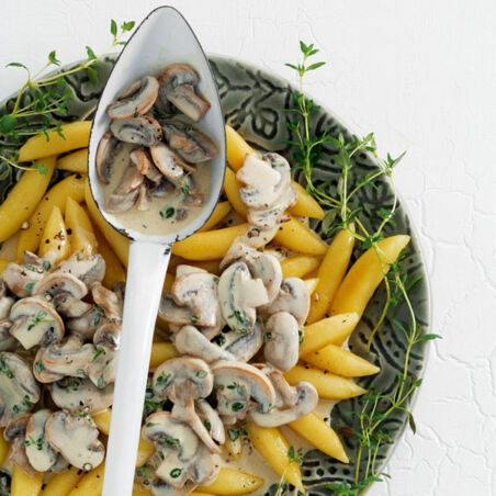 Schupfnudeln mit Sahne-Senf-Pilzen Schupfnudeln mit Sahne-Senf-Pilzen