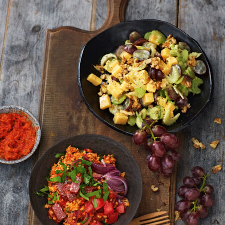 Bulgursalat mit Ajvar und Knoblauchwurst Bulgursalat mit Ajvar und Knoblauchwurst