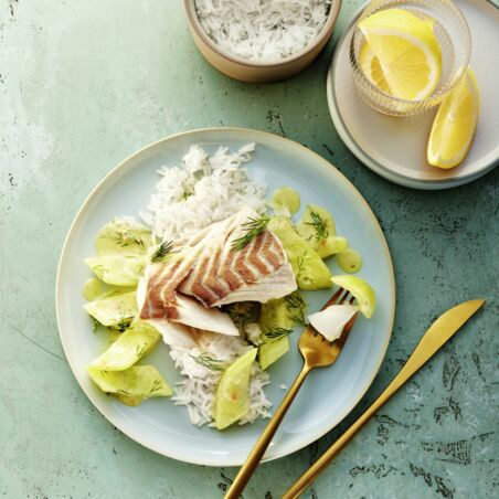 Seelachs auf Schmorgurken Seelachs auf Schmorgurken