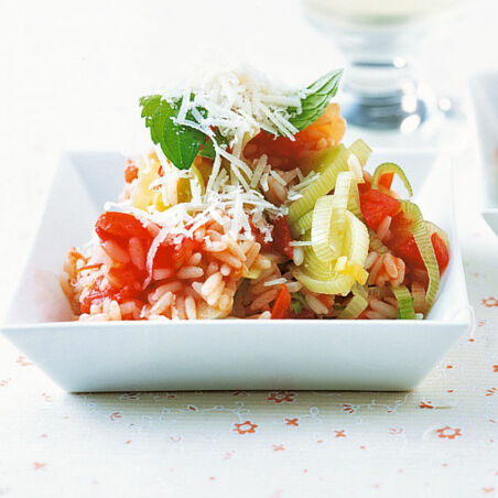 Tomatenreis mit Lauch Tomatenreis mit Lauch