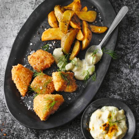 Fish & Chips mit Gurkenremoulade Fish & Chips mit Gurkenremoulade