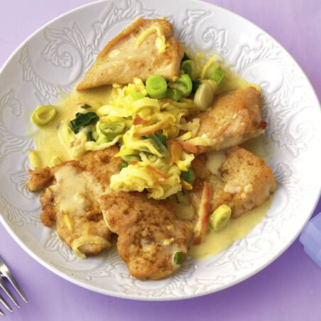 Rahmschnitzel mit Apfellauch Rahmschnitzel mit Apfellauch