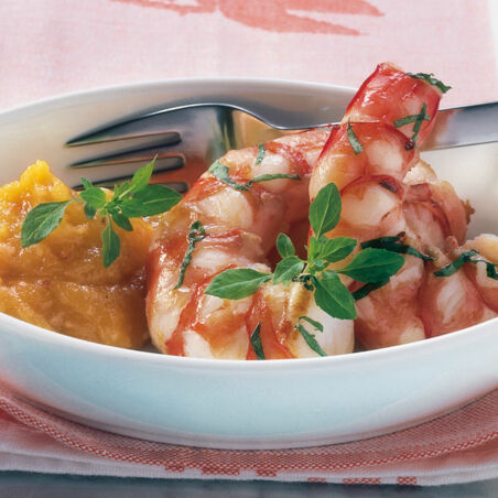 Riesengarnelen mit Basilikum Riesengarnelen mit Basilikum