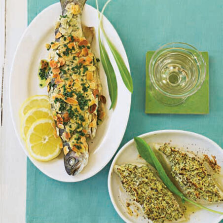 Forelle in Bärlauch-Mandel-Hülle Forelle in Bärlauch-Mandel-Hülle