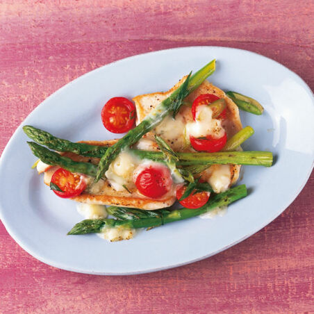 Putenschnitzel mit grünem Spargel und Gorgonzola Putenschnitzel mit grünem Spargel und Gorgonzola