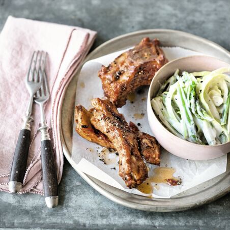 Cole Slaw mit Spargel zu Spareribs Cole Slaw mit Spargel zu Spareribs