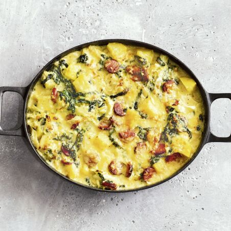 Kohlauflauf mit Kabanossi Kohlauflauf mit Kabanossi