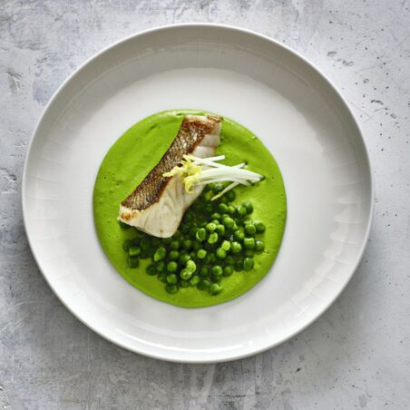 Zander auf Erbsenpüree Zander Erbse Ingwer