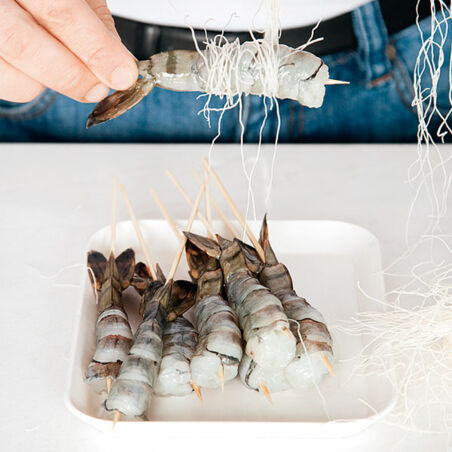 Knusprige Garnelen mit Orangen-Mango-Chutney Knusprige Garnelen mit Orangen-Mango-Chutney