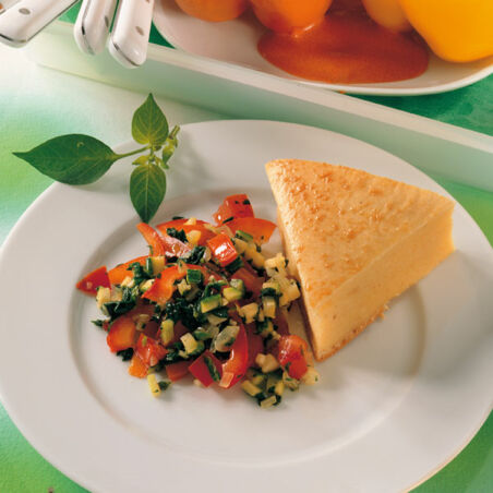 Kuchenmichel mit buntem Spinatgemüse Kuchenmichel mit buntem Spinatgemüse