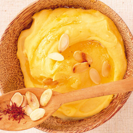 Kartoffelpüree mit Safran & Mandeln Kartoffelpüree mit Safran & Mandeln