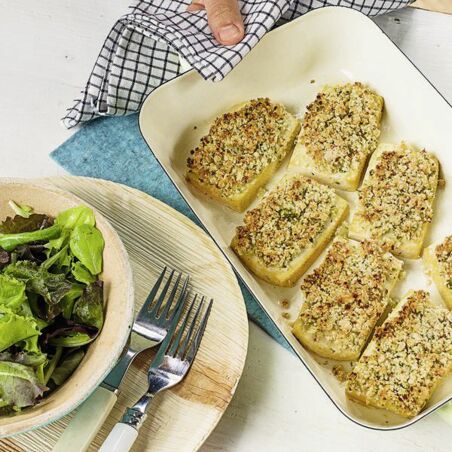 Ofentofu mit Limetten-Kräuter-Kruste Ofentofu mit Limetten-Kräuter-Kruste