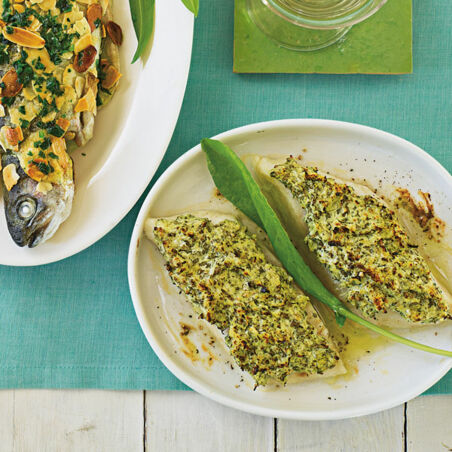 Fischfilet mit Kräuter-Frischkäse-Kruste Fischfilet mit Kräuter-Frischkäse-Kruste