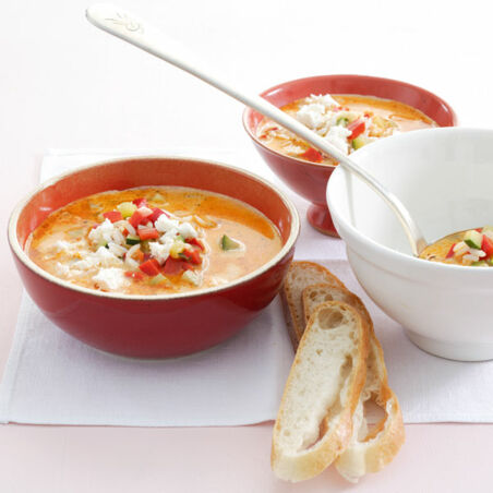 Reissuppe mit Zucchini und Feta Reissuppe mit Zucchini und Feta