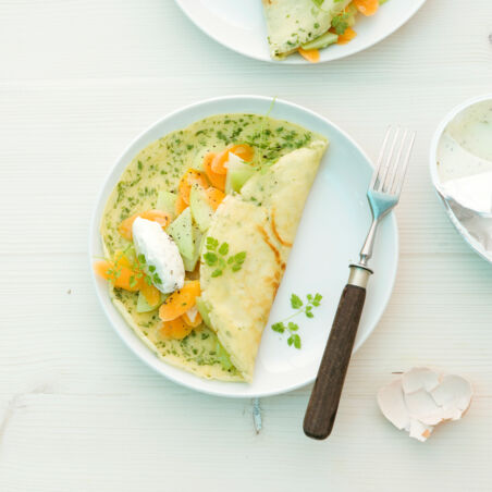 Kerbel-Pfannkuchen mit Gemüse Kerbel-Pfannkuchen mit Gemüse