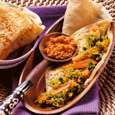 Fladen mit Gemüse, Gerste und Linsen Fladen mit Gemüse, Gerste und Linsen