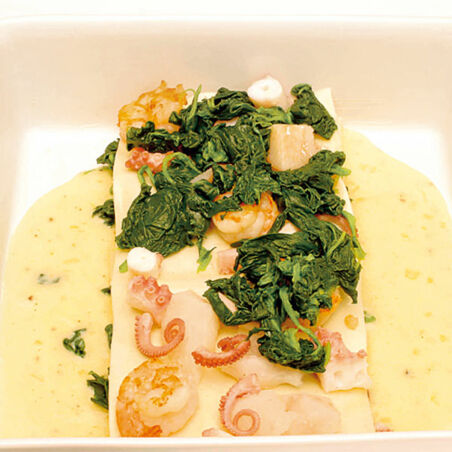 Lasagne mit Garnelen und Oktopus Lasagne mit Garnelen und Oktopus