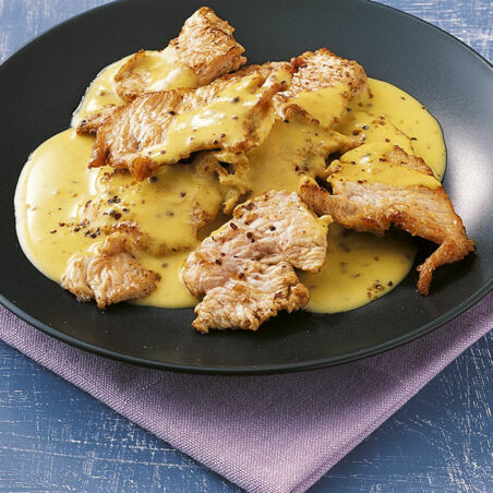 Putenstreifen in Senfsahne Putenstreifen in Senfsahne