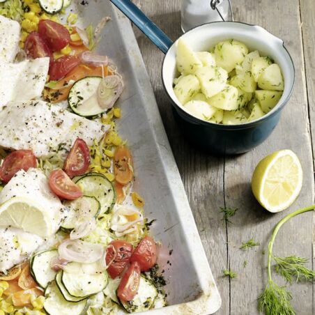 Zander im Gemüsebett mit Dillkartoffeln Zander im Gemüsebett mit Dillkartoffeln