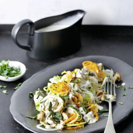 Gemüsespaghetti mit Champignonsauce Gemüsespaghetti mit Champignonsauce