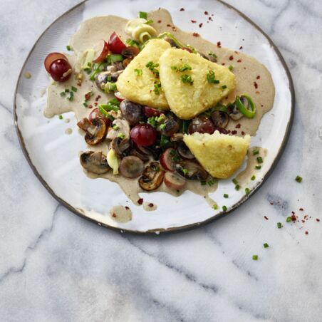 Lauch-Pilz-Pfanne mit Rösti Lauch-Pilz-Pfanne mit Rösti
