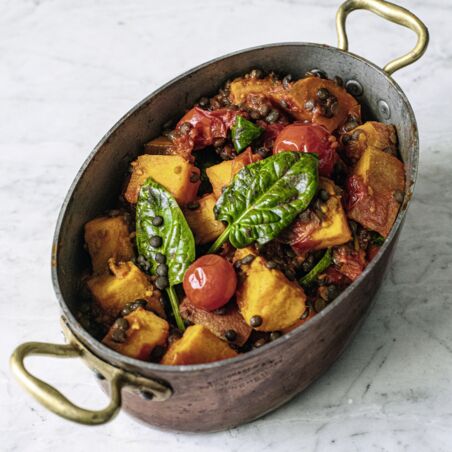 Geschmorte Linsen mit Suesskartoffeln Geschmorte Linsen mit Suesskartoffeln