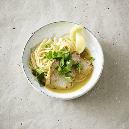 Scaloppine al limone mit Bavette Scaloppine al limone mit Bavette