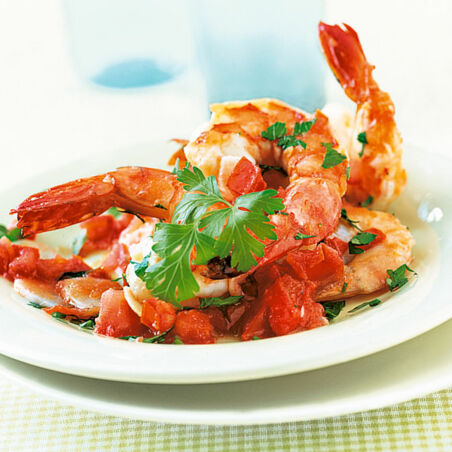 Garnelen mit Knoblauchtomaten Garnelen mit Knoblauchtomaten