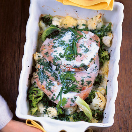 Kohlröschenauflauf mit Steaks Kohlröschenauflauf mit Steaks