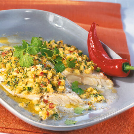 Seelachs unter der Zucchinikruste Seelachs unter der Zucchinikruste