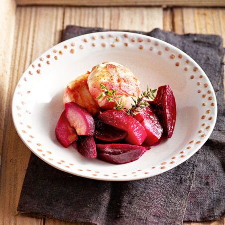 Rote Bete mit Quitten und Speck-Ziegenkäse Rote Bete mit Quitten und Speck-Ziegenkäse