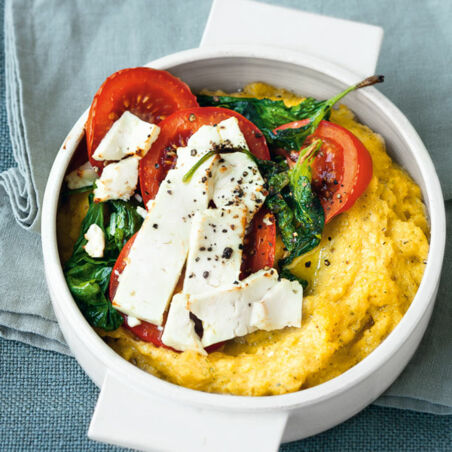Polenta-Spinat-Gratin mit Feta Polenta-Spinat-Gratin mit Feta