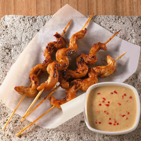 Saté-Spieße mit Erdnuss-Sauce Saté-Spieße mit Erdnuss-Sauce