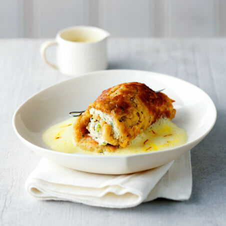 Seitan-Involtini auf Safranschaum Seitan-Involtini auf Safranschaum