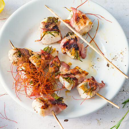 Zander im Pancettamantel Zander im Pancettamantel