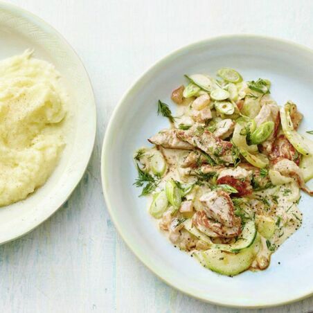 Kalbsgeschnetzeltes mit Gurke und Dill Kalbsgeschnetzeltes mit Gurke und Dill