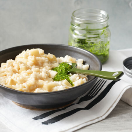 Risotto bianco mit Rucola-Mandel-Pesto Risotto bianco mit Rucola-Mandel-Pesto