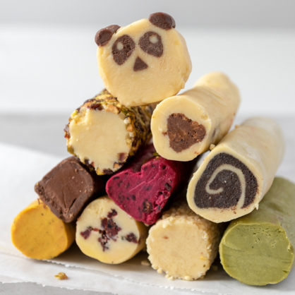 Keksrollen mit unterschiedlichen Füllungen Rollenkekse