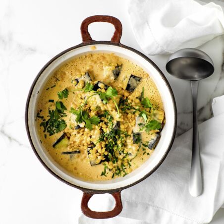 Auberginen-Eintopf mit roten Linsen Auberginen-Eintopf mit roten Linsen