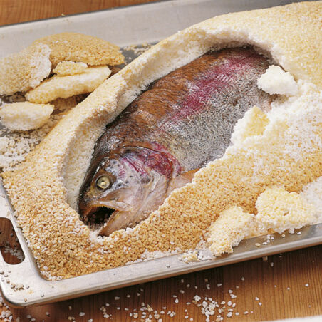 Lachsforelle im Salzmantel Lachsforelle im Salzmantel