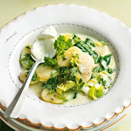 Gemischte Kartoffeln mit Blattspinat und Lauch Gemischte Kartoffeln mit Blattspinat und Lauch