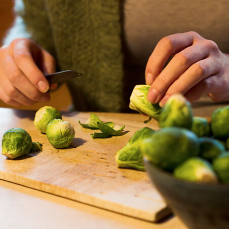Panierte Fischfilets mit Rosenkohl Panierte Fischfilets mit Rosenkohl