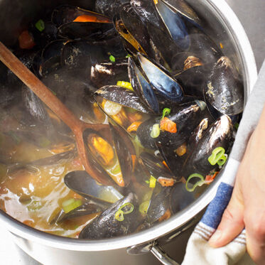 Miesmuscheln in Weißwein Miesmuscheln in Weißwein