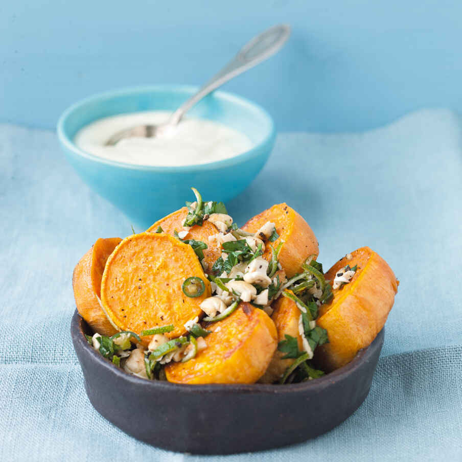 Süßkartoffeln mit Limetten-Dip Rezept | Küchengötter