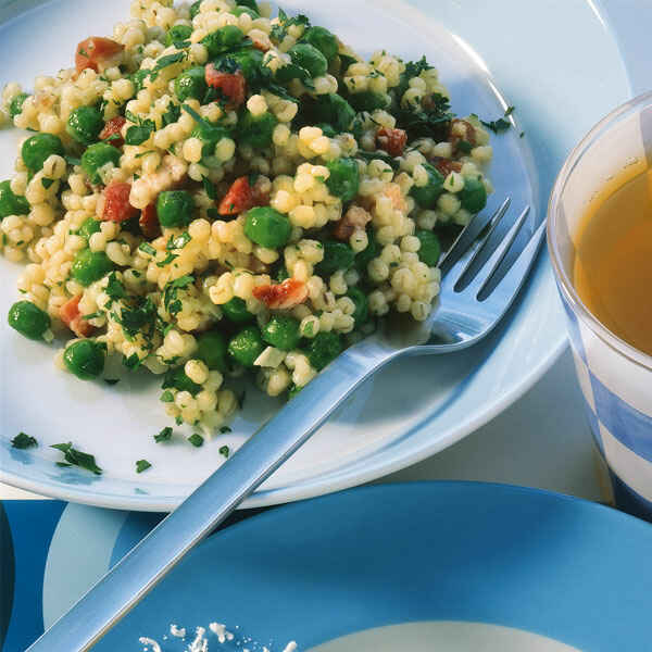 Graupenrisotto mit Erbsen und Schinken Rezept | Küchengötter