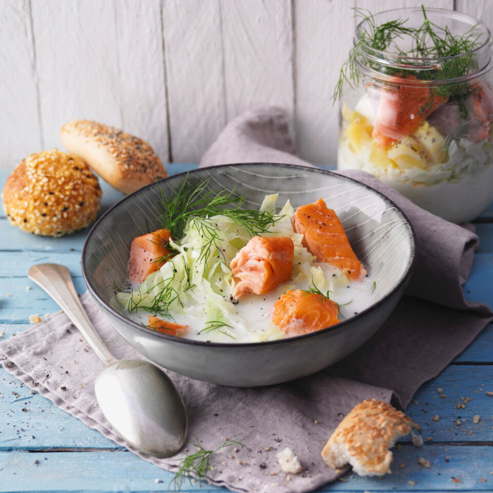 Spitzkohlsuppe mit Lachs Rezept Küchengötter