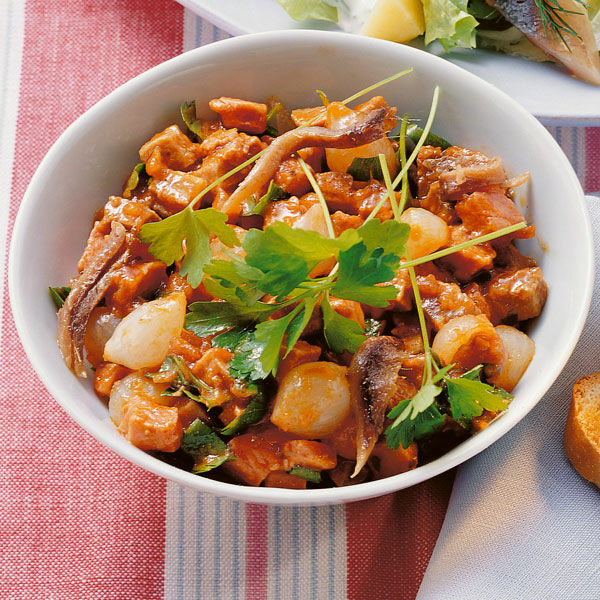 Fleischsalat mit Tomaten-Dressing Rezept | Küchengötter